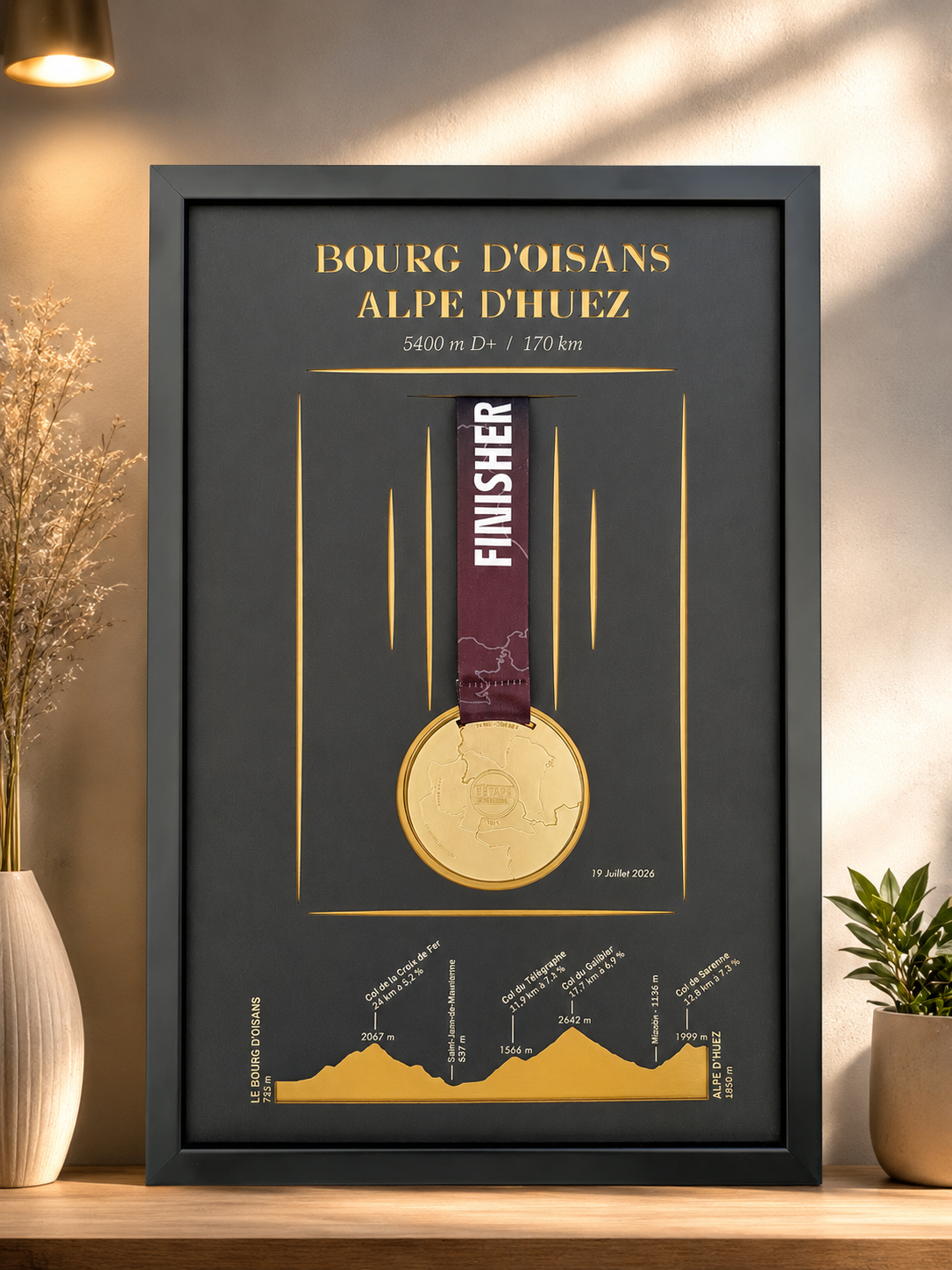 Cadre Médaille Etape du Tour 2026 "Bourg d'Oisans - Alpe d'Huez"